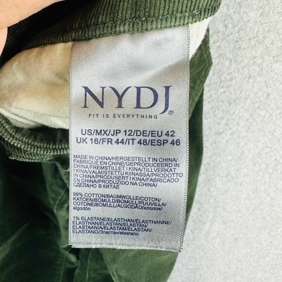 NYDJ Womans 12 Corduroy Pants Green Marilyn Straight Lift Tuck Stretch Pockets - Picture 8 of 8